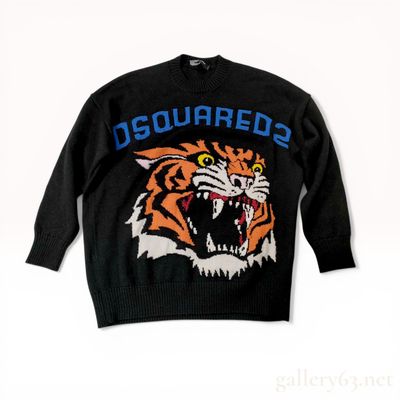 Sale Photo Thumbnail #313: DSquared2 Tiger Intarsia Knit Wool Blend Sweater, Size S