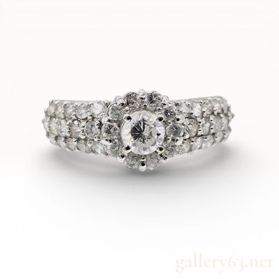 Sale Photo Thumbnail #416: 18K White Gold H-SI2-GD-FAINT 1.08ctw Diamond Halo Engagement Ring