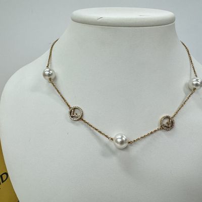 Sale Photo Thumbnail #154: Fendi F Is Fendi Pearl and Crystal Station Necklace