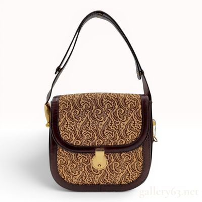 Sale Photo Thumbnail #177: A Vintage Les Must de Cartier Bordeaux Leather and Tapestry Shoulder Bag