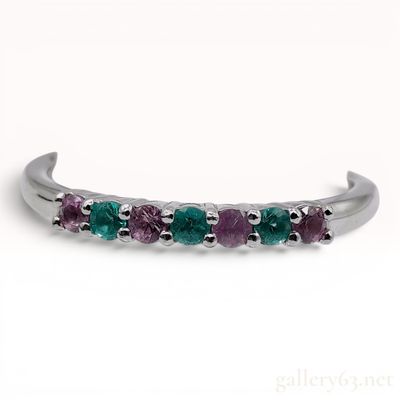 Sale Photo Thumbnail #233: Paraiba Tourmaline and Pink Sapphire Platinum Band Ring