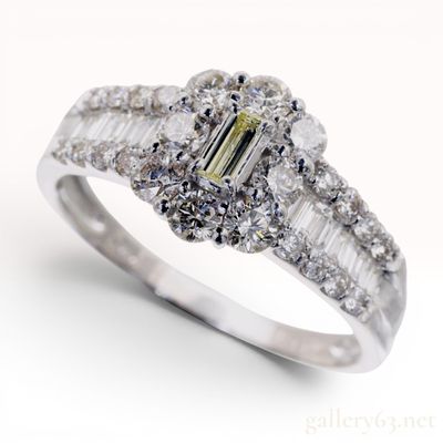 Sale Photo Thumbnail #516: Platinum and 1.00 Carat Total Weight Natural Diamond Cluster Ring