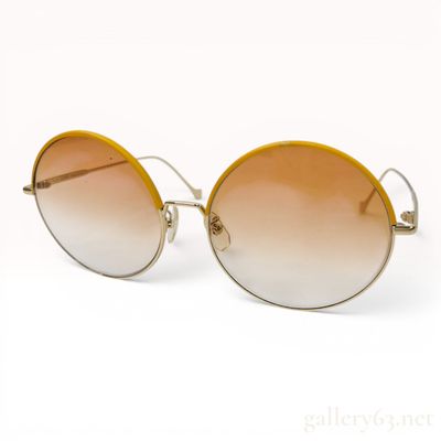 Sale Photo Thumbnail #332: Loewe LW40008U Round Gold Toned Metal and Yellow Leather Trim Sunglasses