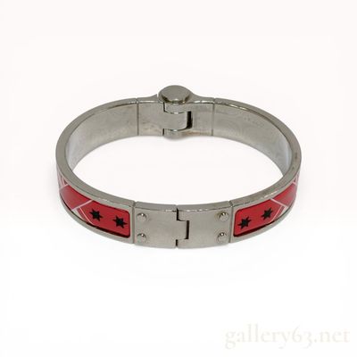 Sale Photo Thumbnail #559: Hermes Enamel and Silver-Tone Charniere Hinged Bangle Bracelet