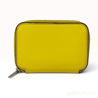 Sale Photo Thumbnail #315: Valextra Yellow Textured Leather Zip-Around Card Case