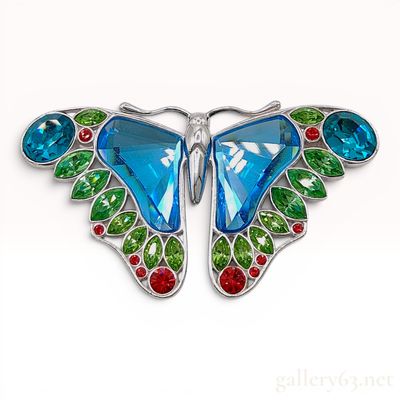 Sale Photo Thumbnail #170: Swarovski Almazora Paradise Sterling Silver and Crystal Butterfly Brooch