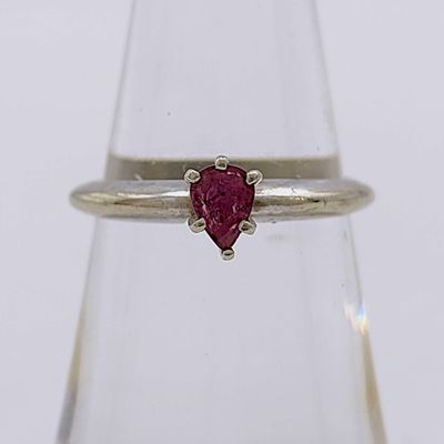 Sale Photo Thumbnail #624: 14 Karat White Gold Pear-Cut Ruby Solitaire Ring