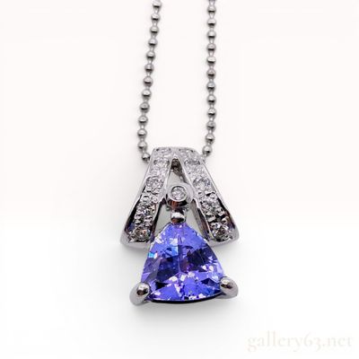 Sale Photo Thumbnail #343: Platinum Tanzanite and Diamond Pendant Necklace