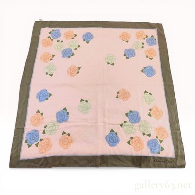 Sale Photo Thumbnail #161: Christian Dior Floral Silk Square Scarf with CD Jacquard Pattern