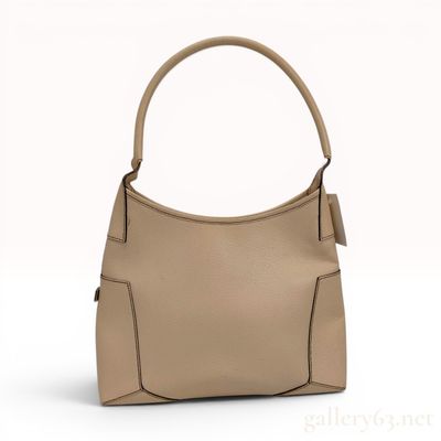 Sale Photo Thumbnail #50: Salvatore Ferragamo Beige Grained Leather Hobo Shoulder Bag