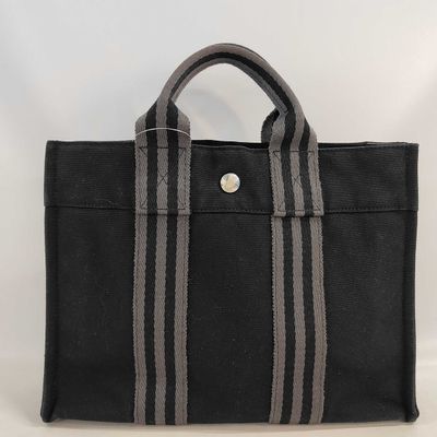 Sale Photo Thumbnail #333: Hermes Black Canvas Fourre-Tout PM Tote Bag