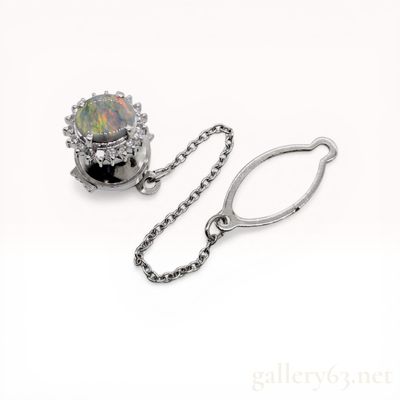 Sale Photo Thumbnail #232: Platinum Black Opal and Diamond Tie Tac
