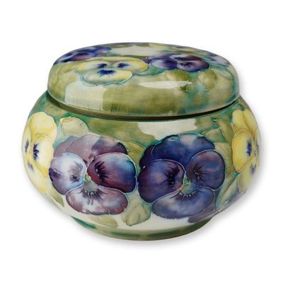 Sale Photo Thumbnail #15: William Moorcroft Tobacco Jar and Cover, Pansy