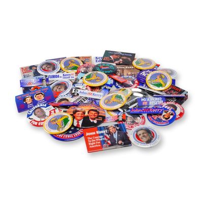Sale Photo Thumbnail #214: A Collection of approximately 50-60 John Kerry and John Edwards 2004 Presidential Campaign Pins and