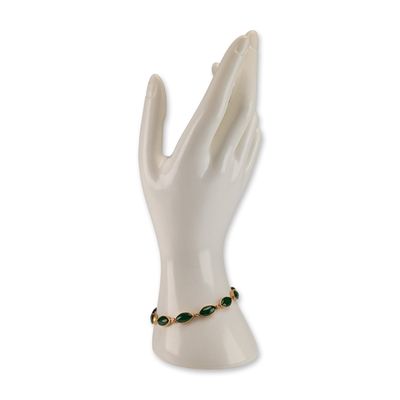Sale Photo Thumbnail #10: 14K Yellow Gold Green Jade and Diamond Bracelet