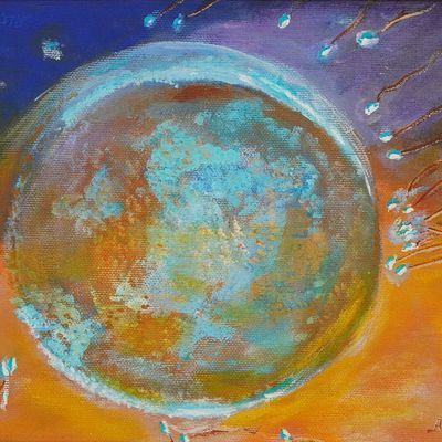 Sale Photo Thumbnail #154: Rafael Aleph Abstract Celestial Composition Acrylic on Canvas