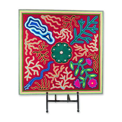 Sale Photo Thumbnail #182: Mexican Huichol Wixarika Yarn Painting Nierika