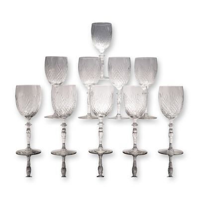 Sale Photo Thumbnail #127: 10pc Vintage Cut Lead Crystal Wine Glasses