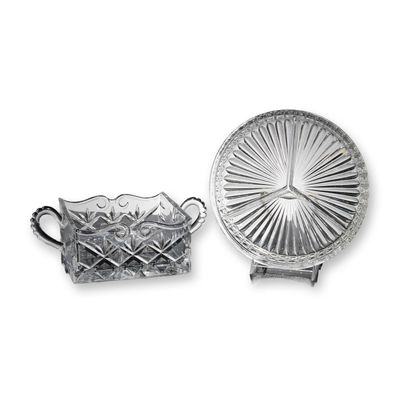 Sale Photo Thumbnail #202: 2-Piece Godinger Crystal Caddy Bowl and Divided Crystal Tray