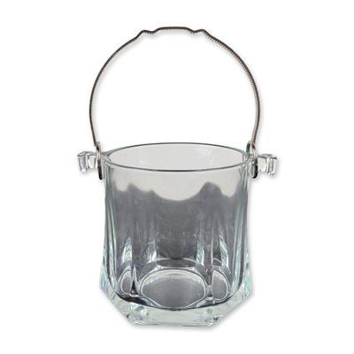 Sale Photo Thumbnail #405: Italian Clear Glass Hexagonal Ice Bucket with Tongs