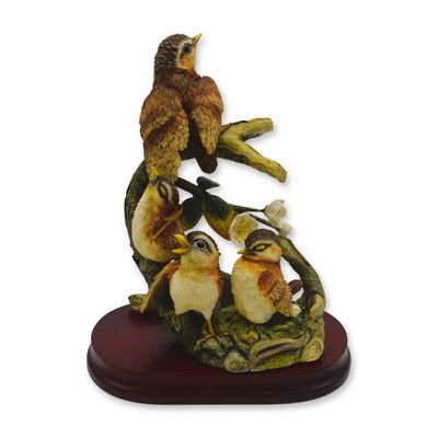 Sale Photo Thumbnail #252: RNR Fledgling Wrens Bird Sculpture, 2005, W/Box