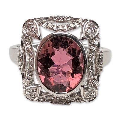 Sale Photo Thumbnail #9: 18K White Gold 1.90ct Rubellite and Diamond Ring