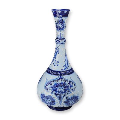 Sale Photo Thumbnail #39: William Moorcroft Florian Ware Bottle Vase, Cornflower