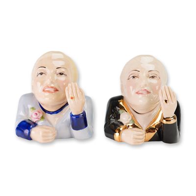 Sale Photo Thumbnail #82: 2pc Kevin Francis Eva Peron Face Pots, Evita and Prototype Evita