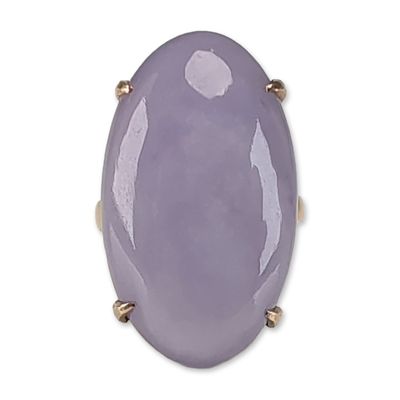 Sale Photo Thumbnail #18: 14K Rose Gold Lavender Jade Cabochon Cocktail Ring