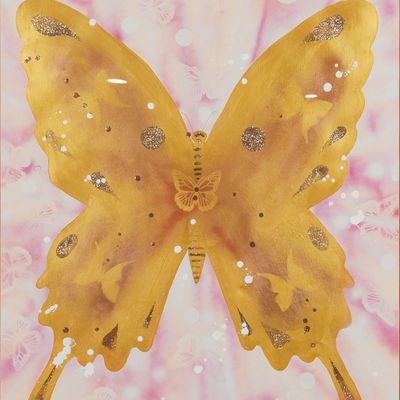 Sale Photo Thumbnail #37: Sebastian Bispo Multimedia on Paper Painting of Butterflies