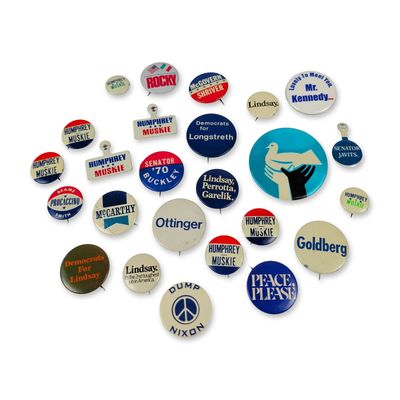 Sale Photo Thumbnail #430: 26pc Vintage Political Campaign and Protest Buttons