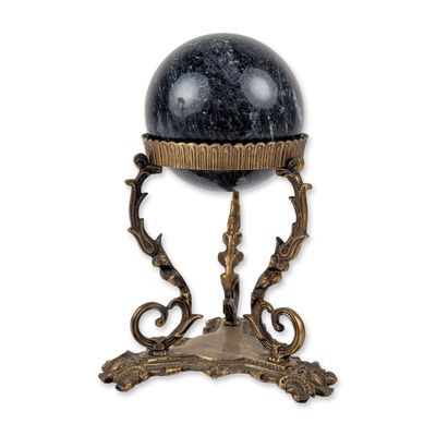 Sale Photo Thumbnail #359: Rococo Revival Cast Brass and Black Marble Sphere Desk Accessory
