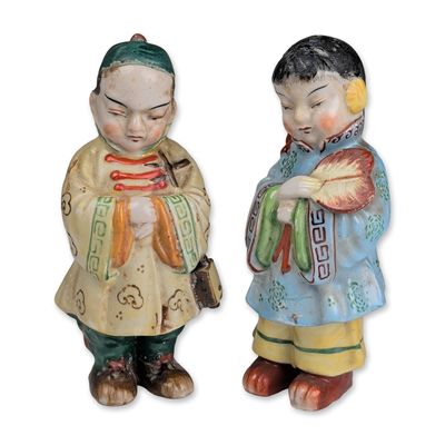 Sale Photo Thumbnail #350: 2pc Occupied Japan Ceramic Asian Figurines
