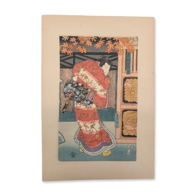 Sale Photo Thumbnail #68: After Utagawa Toyokuni II (Toyoshige, Japan 1777-1835) Woodcut from the series One Hundred Famous