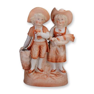 Sale Photo Thumbnail #54: German Porcelain Rural Boy and Girl Figurine
