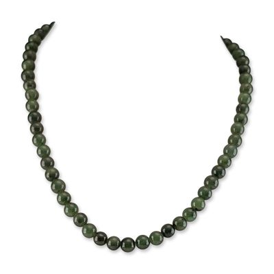 Sale Photo Thumbnail #369: Vintage Sterling Silver and Green Jade Beaded Necklace