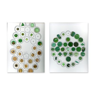 Sale Photo Thumbnail #349: 2 CARDS OF DIVISION THREE COLORED GLASS BUTTONS