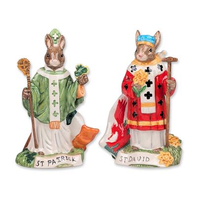 Sale Photo Thumbnail #32: 2pc Royal Doulton Bunnykins Patron Saints Figurines, Saint Patrick (DB397) & St. David (DB400)