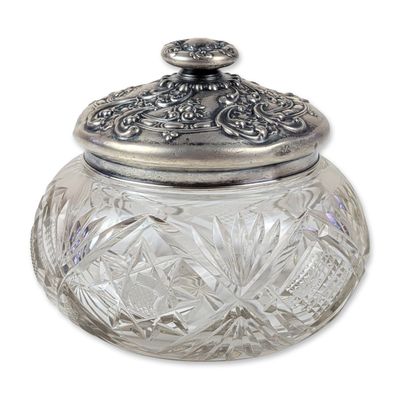 Sale Photo Thumbnail #401: Whiting Sterling Silver Brilliant Cut Glass Dresser Jar