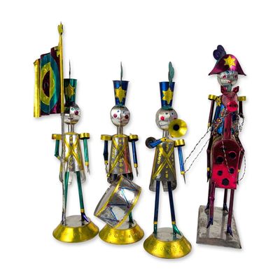 Sale Photo Thumbnail #254: 4pc Mexican Painted Tin Folk Art Marching Band Sculptures