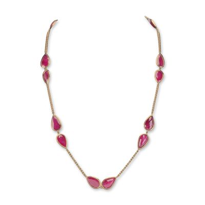 Sale Photo Thumbnail #2: Nova Italian 18K Yellow Gold 55.63ctw Ruby Station Necklace
