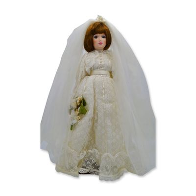 Sale Photo Thumbnail #425: Gloria Vandebilt Porcelain Summer Bride Doll W/Stand, 1987, 20"H