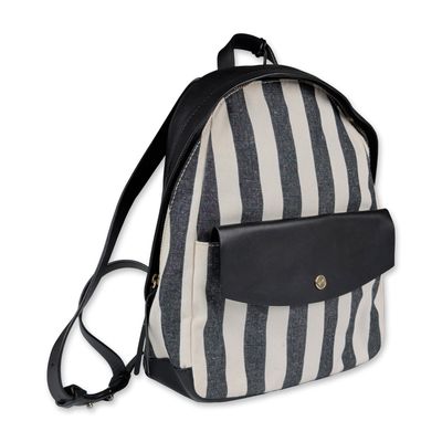 Sale Photo Thumbnail #432: Skagen Aften Striped Canvas and Leather Backpack