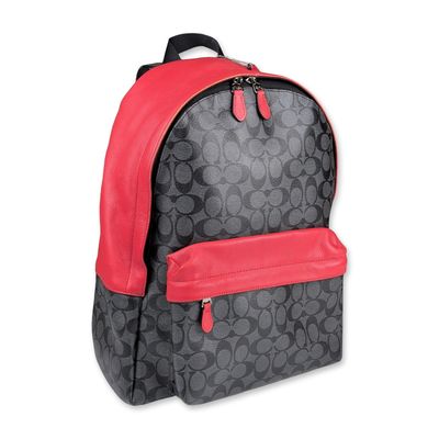 Sale Photo Thumbnail #65: Coach Signature Canvas and Red Leather Campus Backpack