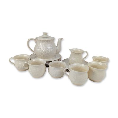 Sale Photo Thumbnail #234: 21pc Belleek Irish Serenity Pattern Parian China Tea Service
