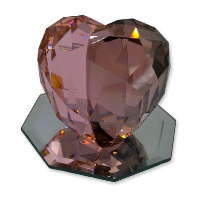 Sale Photo Thumbnail #95: Swarovski Pink Crystal Paperweight Heart W/Mirror Base, Vintage
