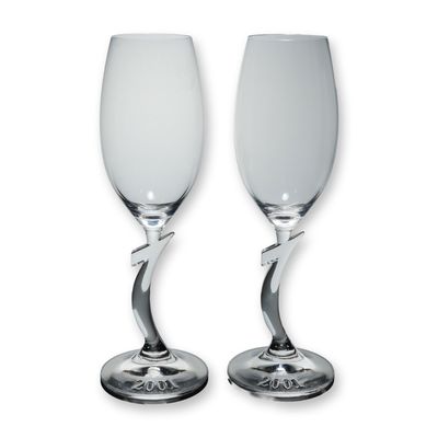 Sale Photo Thumbnail #146: 2pc Riedel Crystal Champagne Glasses, Millenium