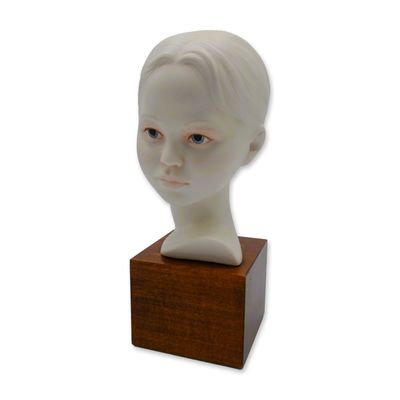 Sale Photo Thumbnail #237: Cybis Porcelain Head of Young Girl Sculpture On Wood Plinth, 1968