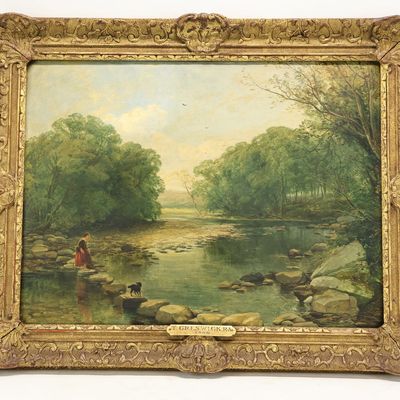 Sale Photo Thumbnail #264: Thomas Creswick Antique Landscape Oil on Board 1846