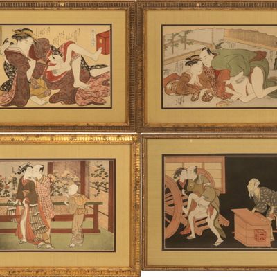 Sale Photo Thumbnail #331: Four Japanese Erotica Shunga Prints